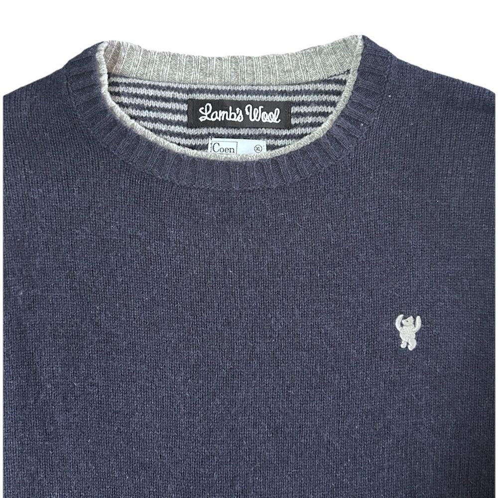 Coen Tokyo Japan Lambs Wool Knit Men’s Crewneck Sweater Navy Blue Size XL - Picture 3 of 7